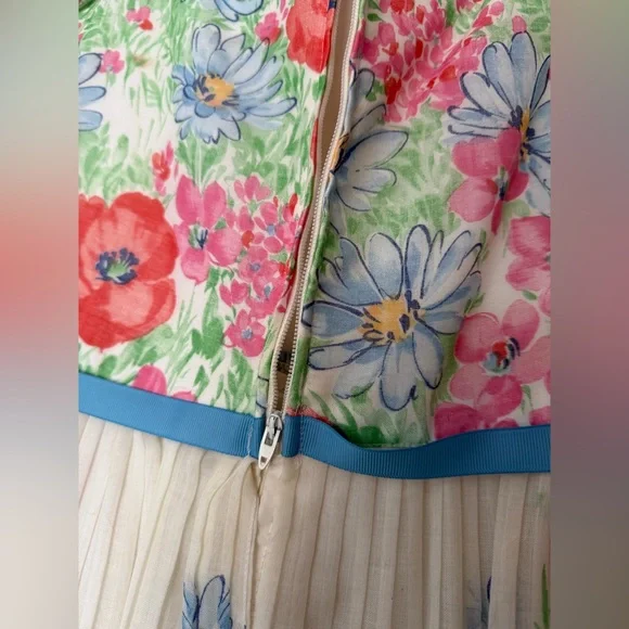 Vintage 1970s Pastel Floral Garden Maxi Dress Sheer Peasant Sleeve Womens Sz Lg - Picture 9 of 15